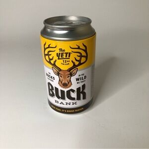 The Yeti Buck Bank 12oz Tin Can Novelty Collectible Original Piggy Bank